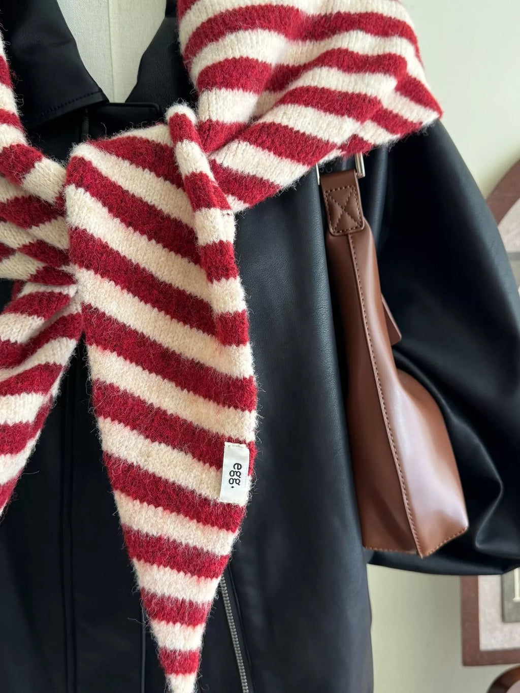 Diagonal Striped Knitted Winter Scarf