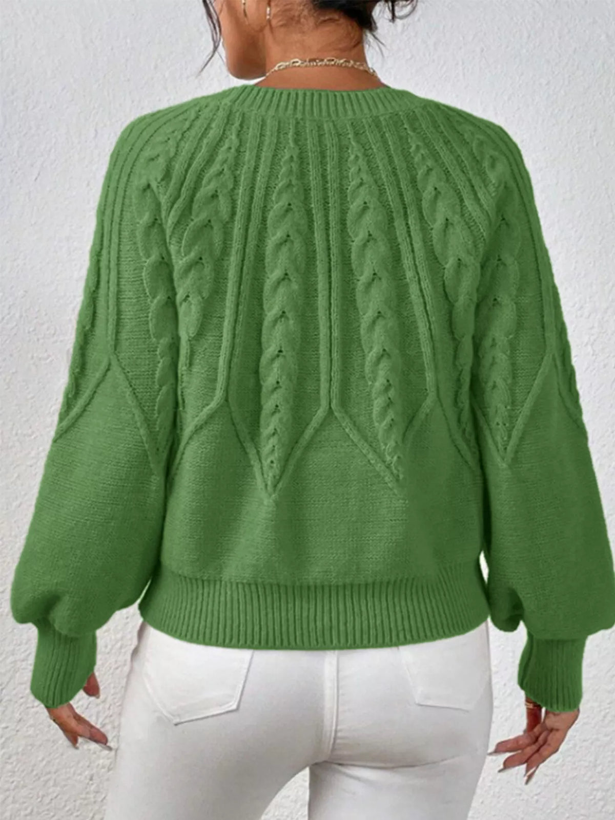 Cable Knit Ribbed Long Sleeve Sweater