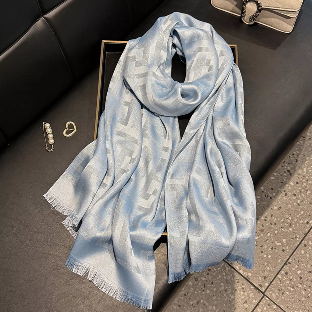Raw Hem Lightweight Tonal Check Scarf