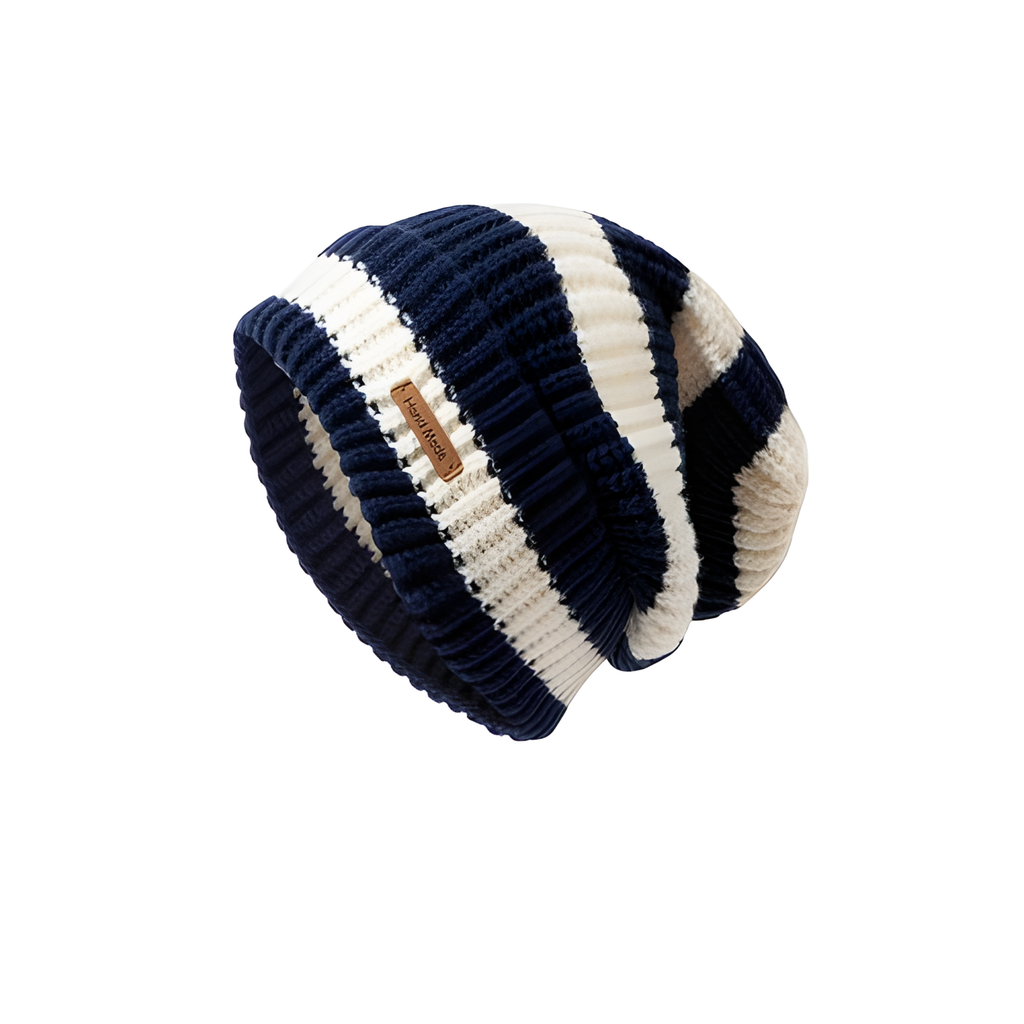 Warm Winter Vibes: Thick Striped Knit Hat - Retro Chic, Versatile Style, Generous Head Fit, Loose and Cozy, Fashion Forward Woolen Beanie