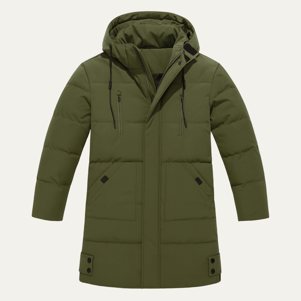 Warm Men's Puffer Parka Jacket with Pockets