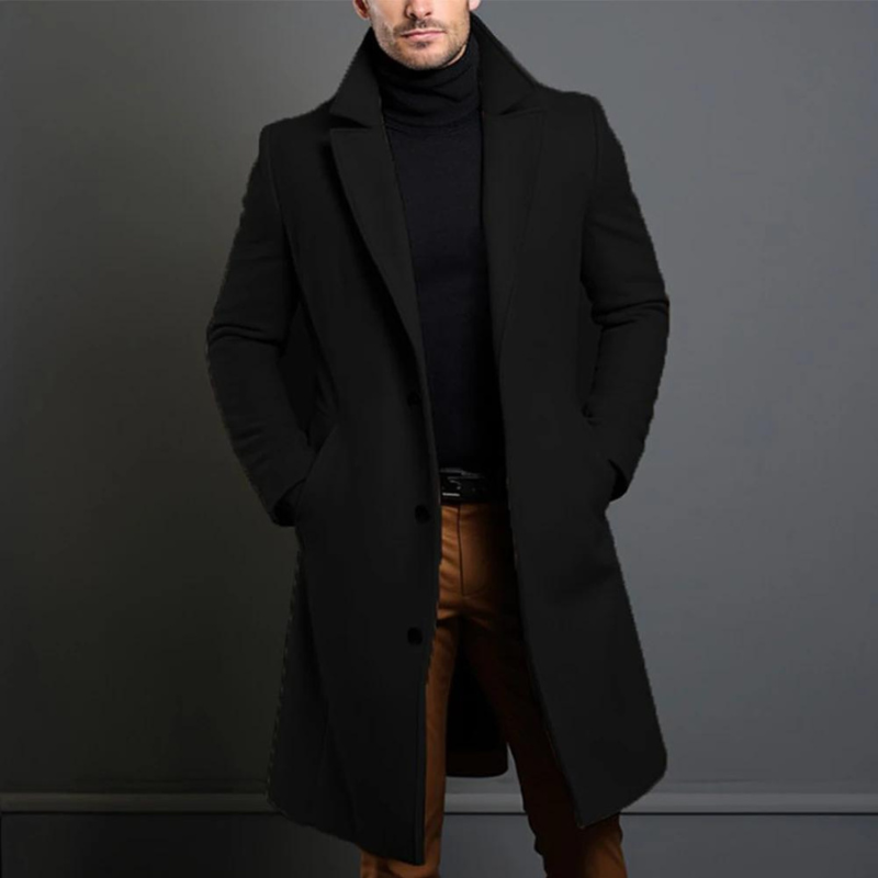 Classic Wool Fitted Coat | Notch Lapel Overcoat