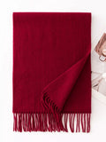 Solid Color Wool Fringe Scarf