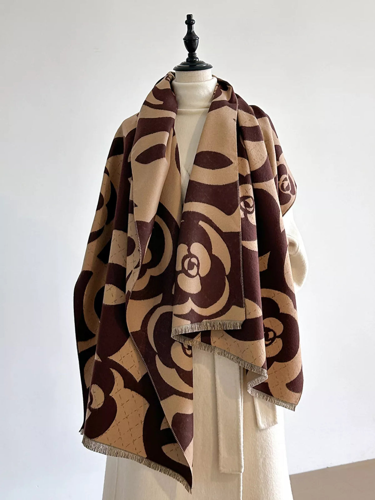 Floral Patterned Warm Winter Scarf