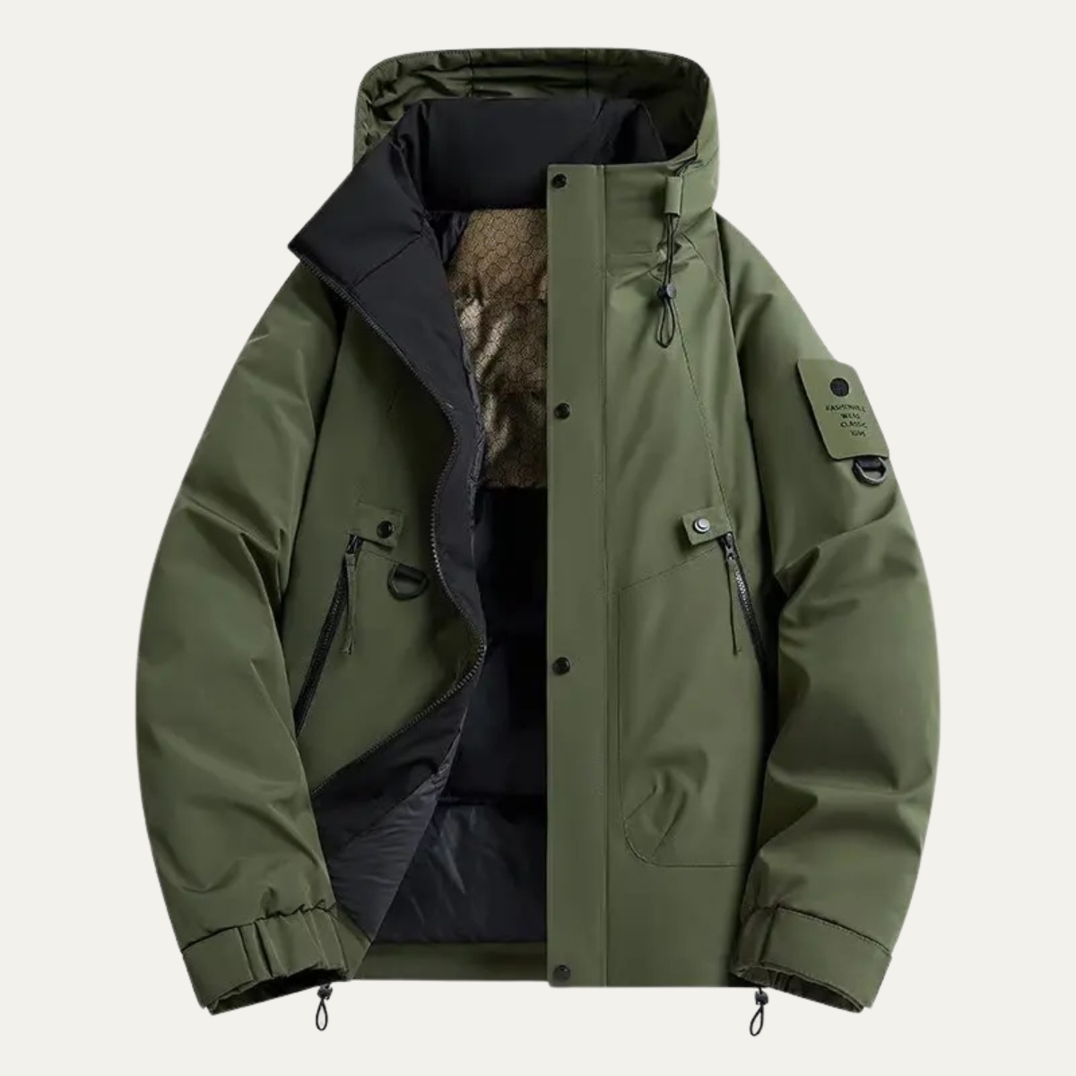 Warm Men's Ski Hooded Parka with Fleece Inside