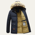 Warm Men's Hooded Parka Jacket with Faux Fur Collar