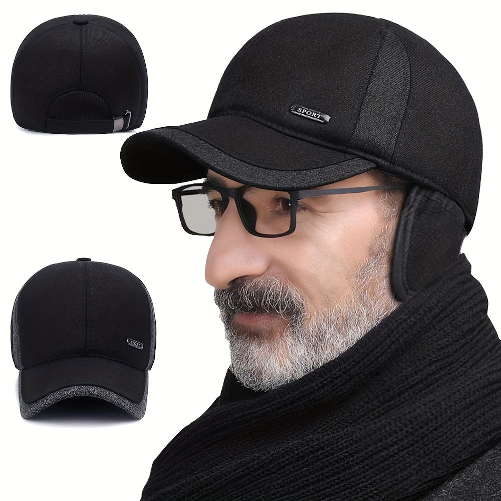 Pandaize Winter Wool Baseball Cap with Ear Flaps - Auturnn Thicken Cotton, Quality & Style