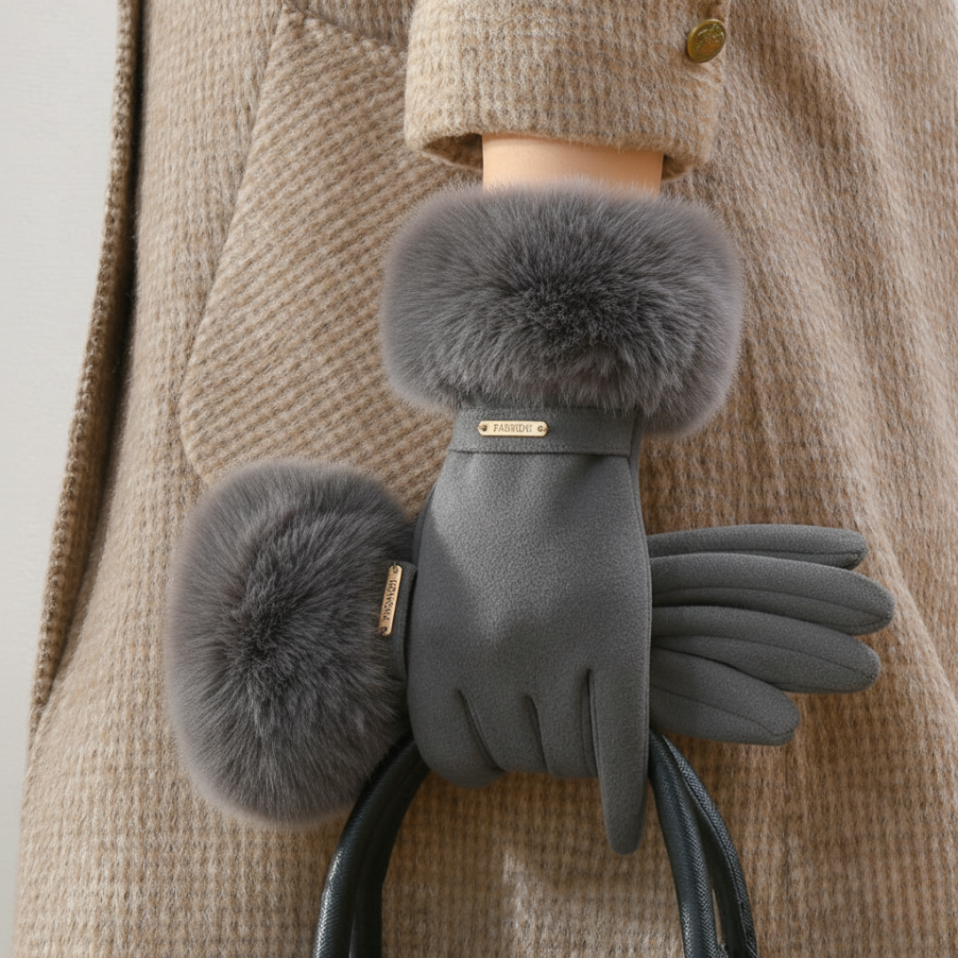 Warm Women's Gloves with Faux Fur Lining