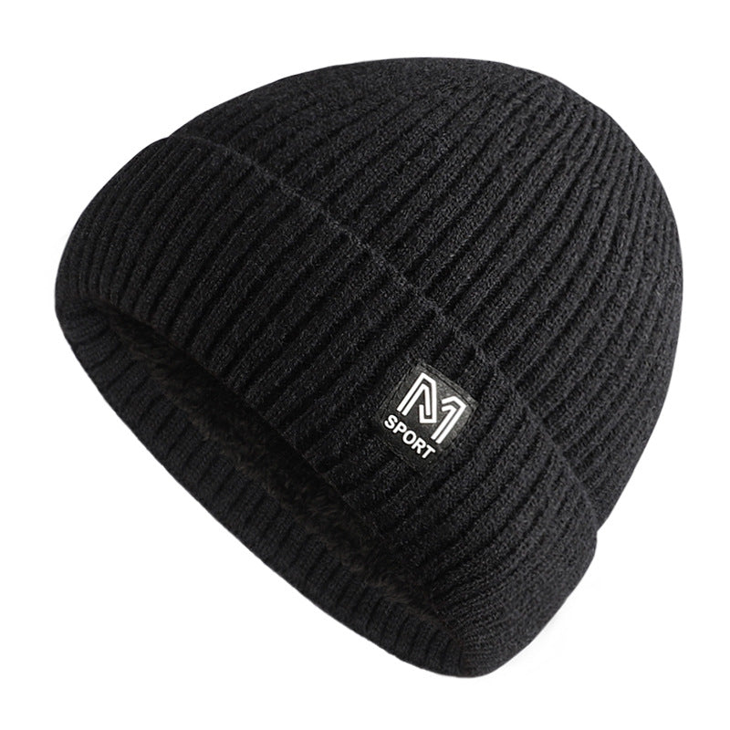 Pandaize Men's M Letter Plus Velvet Knitted Winter Cap – Stylish & Warm!