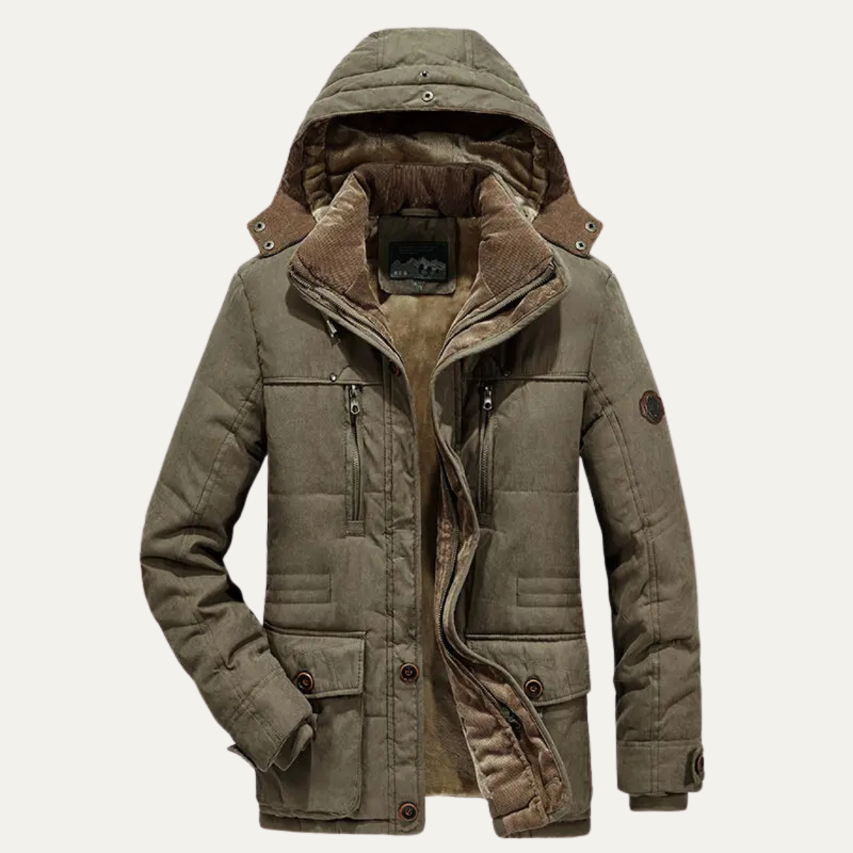 Warm Men's Hooded Fleece Winter Coat