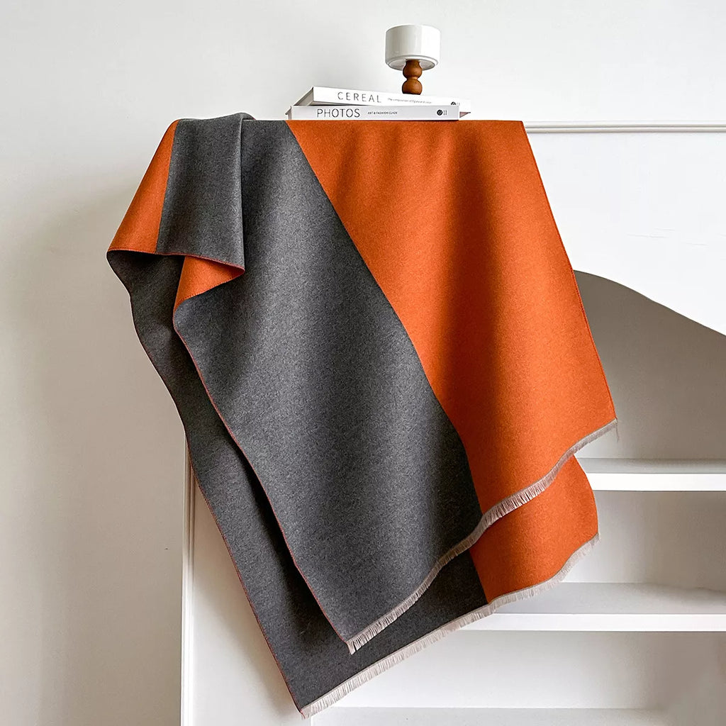 Two Tone Raw Hem Scarf