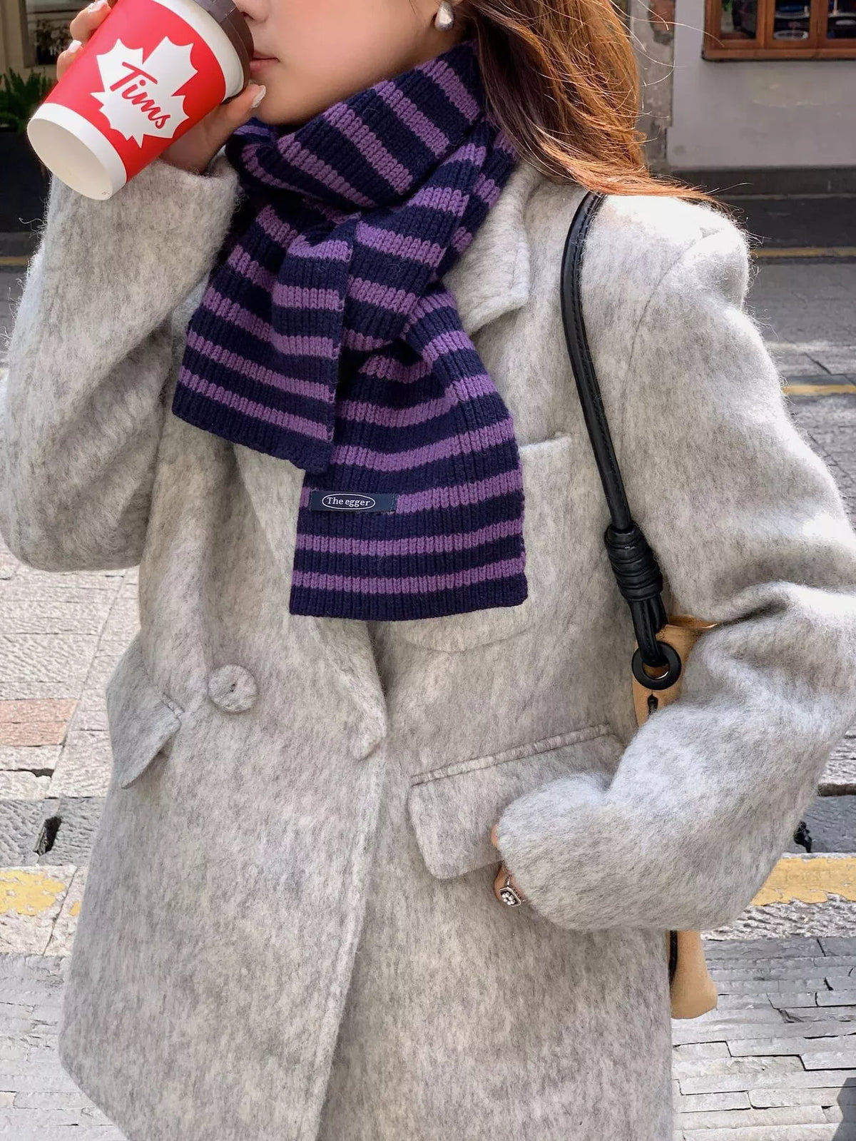Wool Striped Knitted Winter Scarf