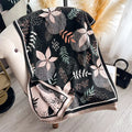 Botanical Leaf Printed Raw Hem Scarf