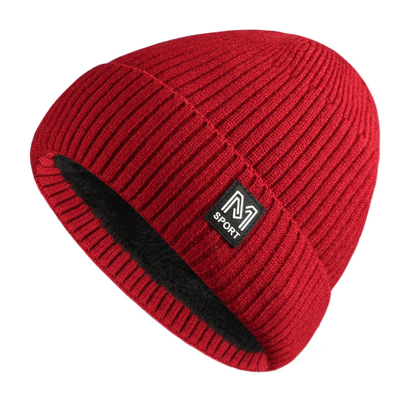 Pandaize Men's M Letter Plus Velvet Knitted Winter Cap – Stylish & Warm!