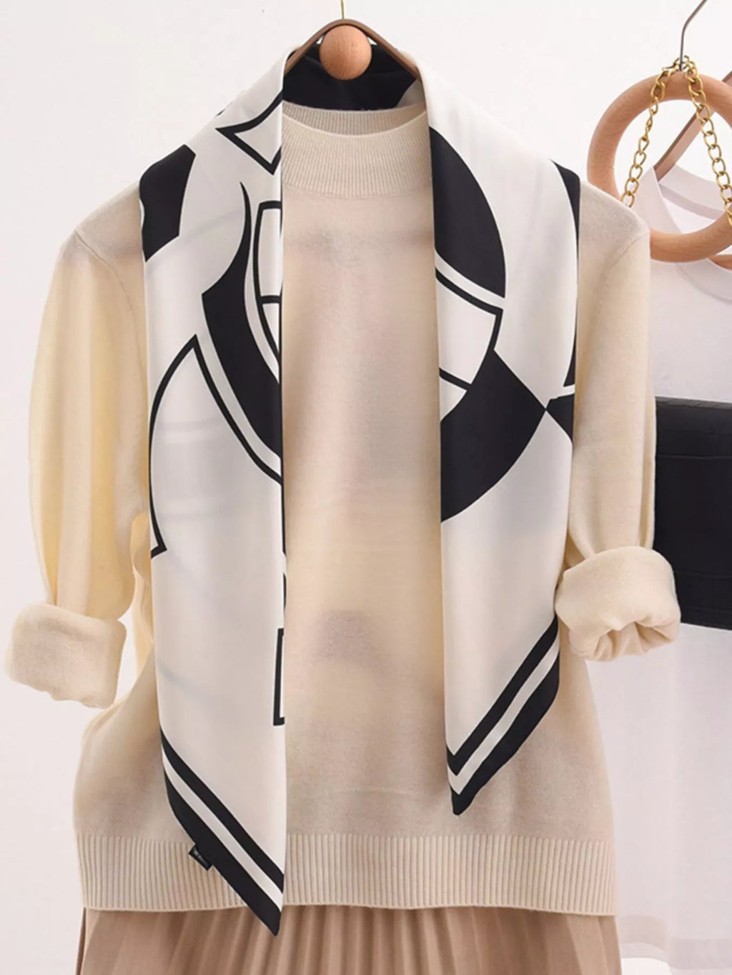 Square Floral Silky Scarf