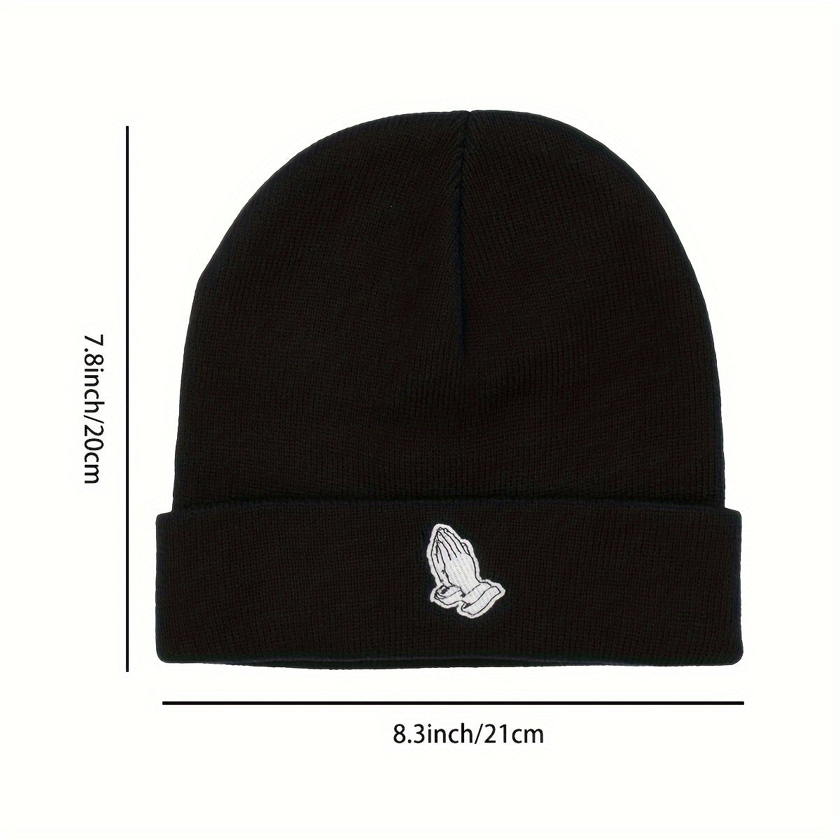 Pandaize Thanks Embroidery Graphic Black Beanie: Stylish, Lightweight Knit Hat for Autumn & Winter