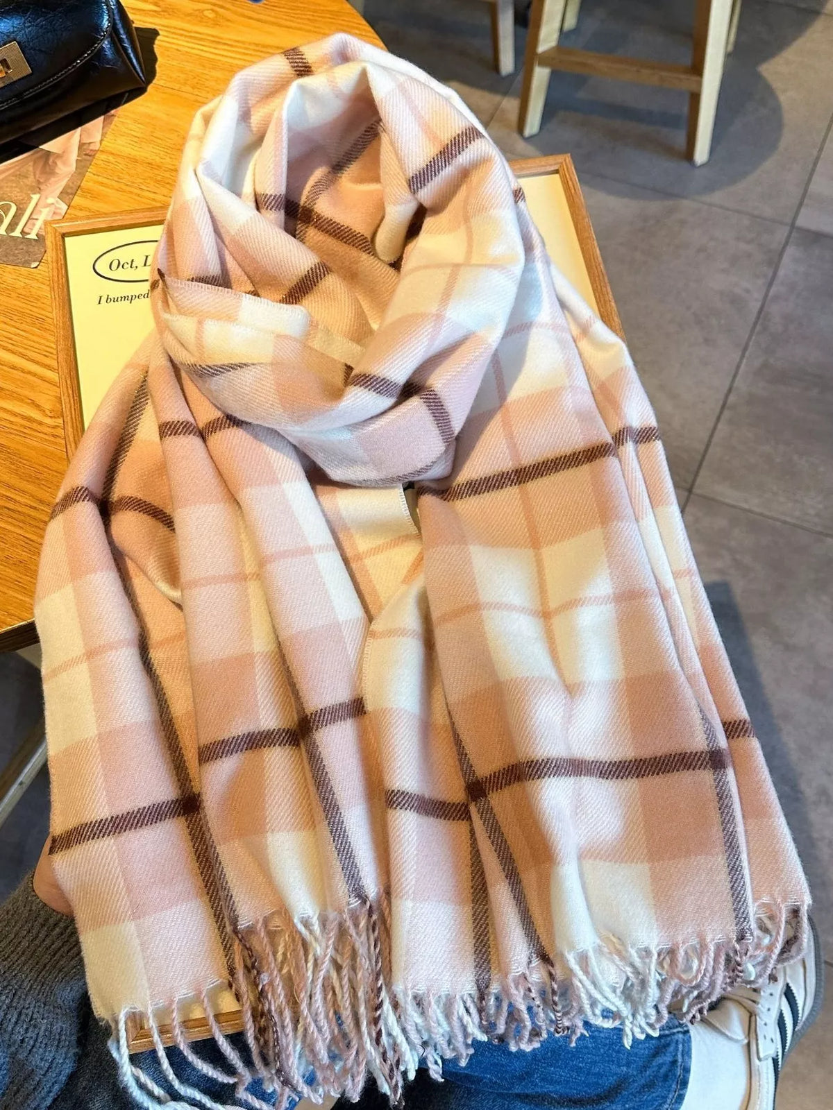 Classic Wide Blanket Plaid Fringe Scarf