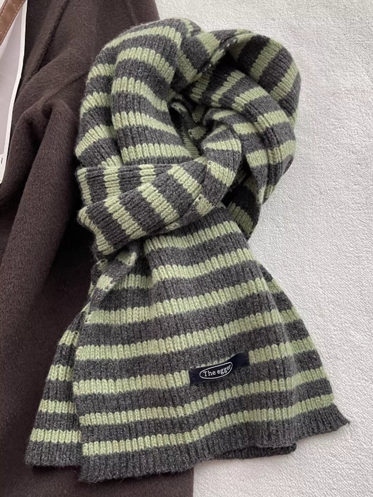 Wool Striped Knitted Winter Scarf