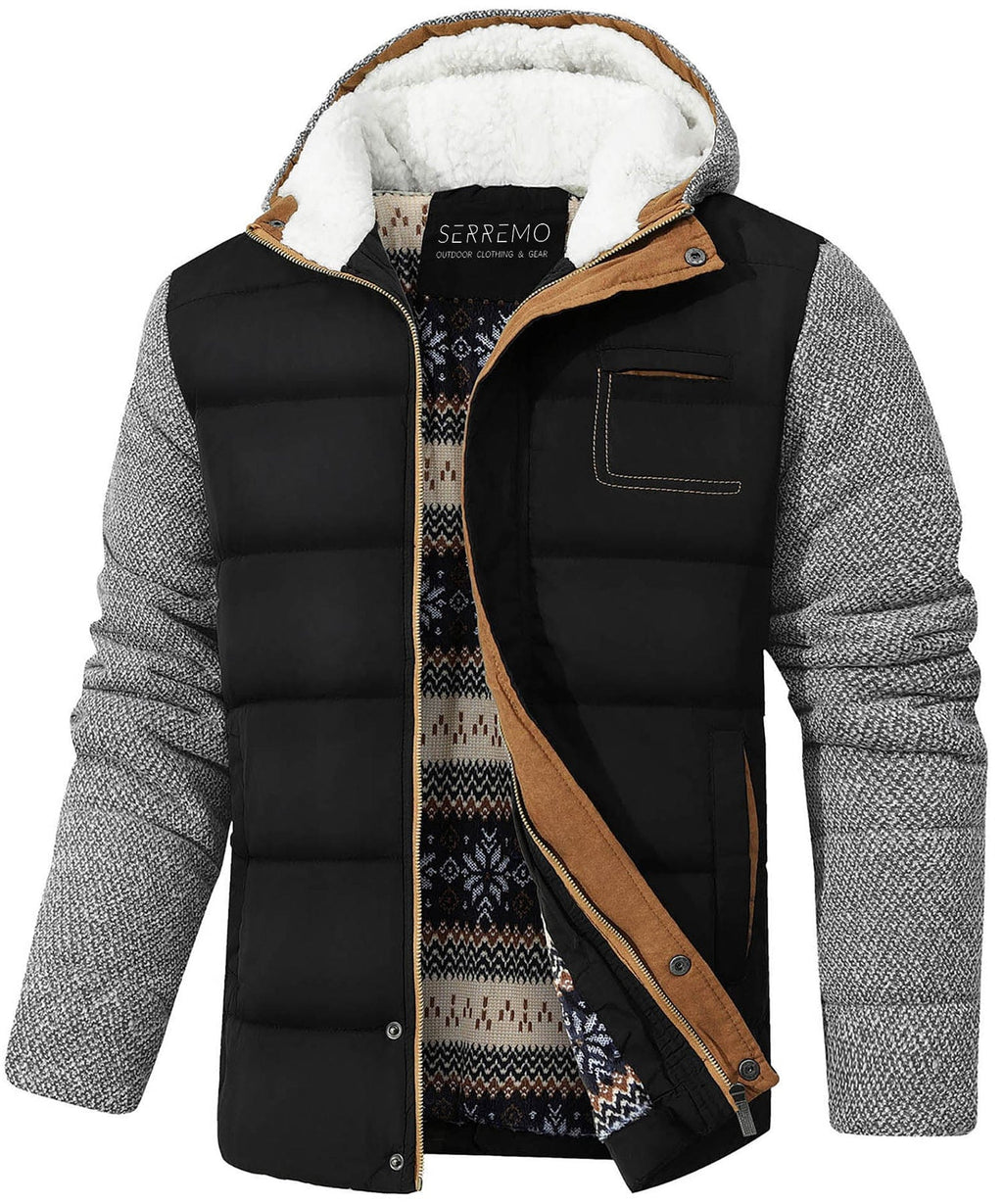 Warm Quilted Puffer Coat with Sherpa Lining
