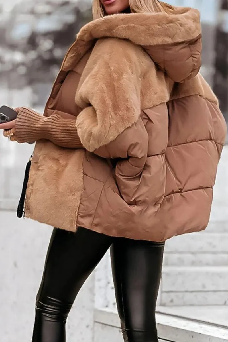Fashionable Insulated Hooded Parka Coat