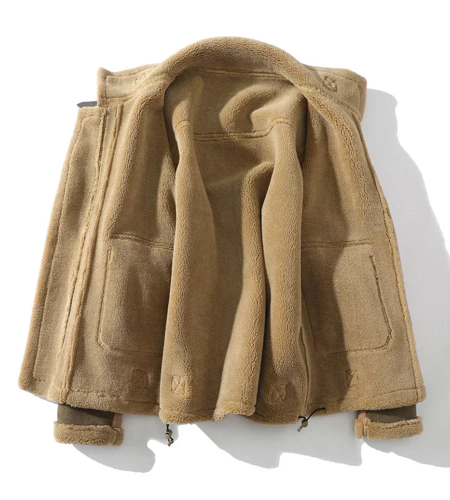 Casual Shearling Coat with Zip Front Design