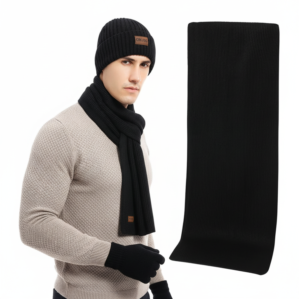 Cozy 3 Piece Knit Winter Hat Scarf Set
