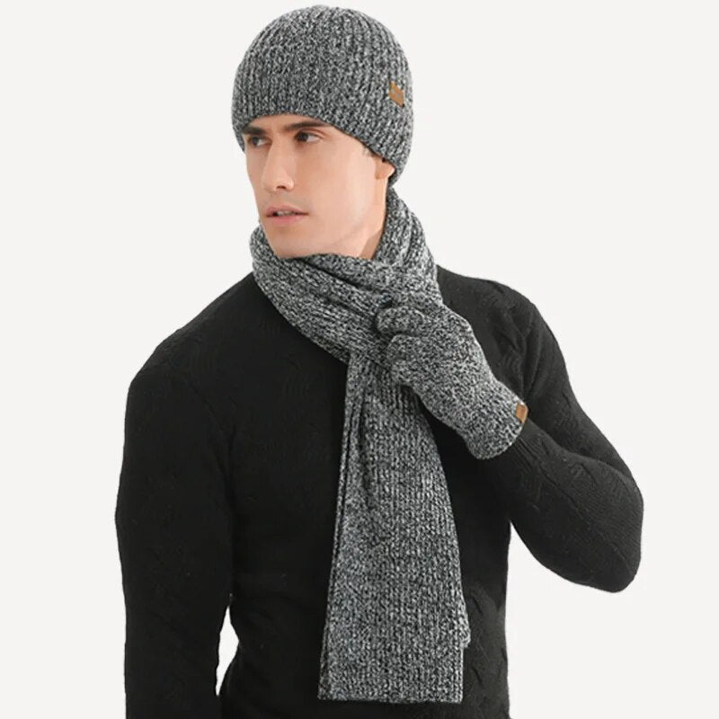 Cozy 3 Piece Knit Winter Hat Scarf Set