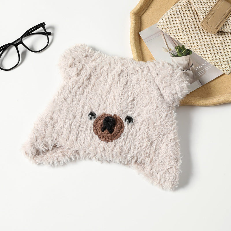 Bear-Shaped Plush Knitted Hat - Winter Warm Ear-Protective Slouchy Beanie - Unisex Face-Flattering Headwear