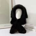Faux Fur Scarf-Integrated Bunny Ear Trapper Hat - Winter Outdoor Cold-Proof Warm Ear-Flapped Beanie - Unisex Slouchy Headwear