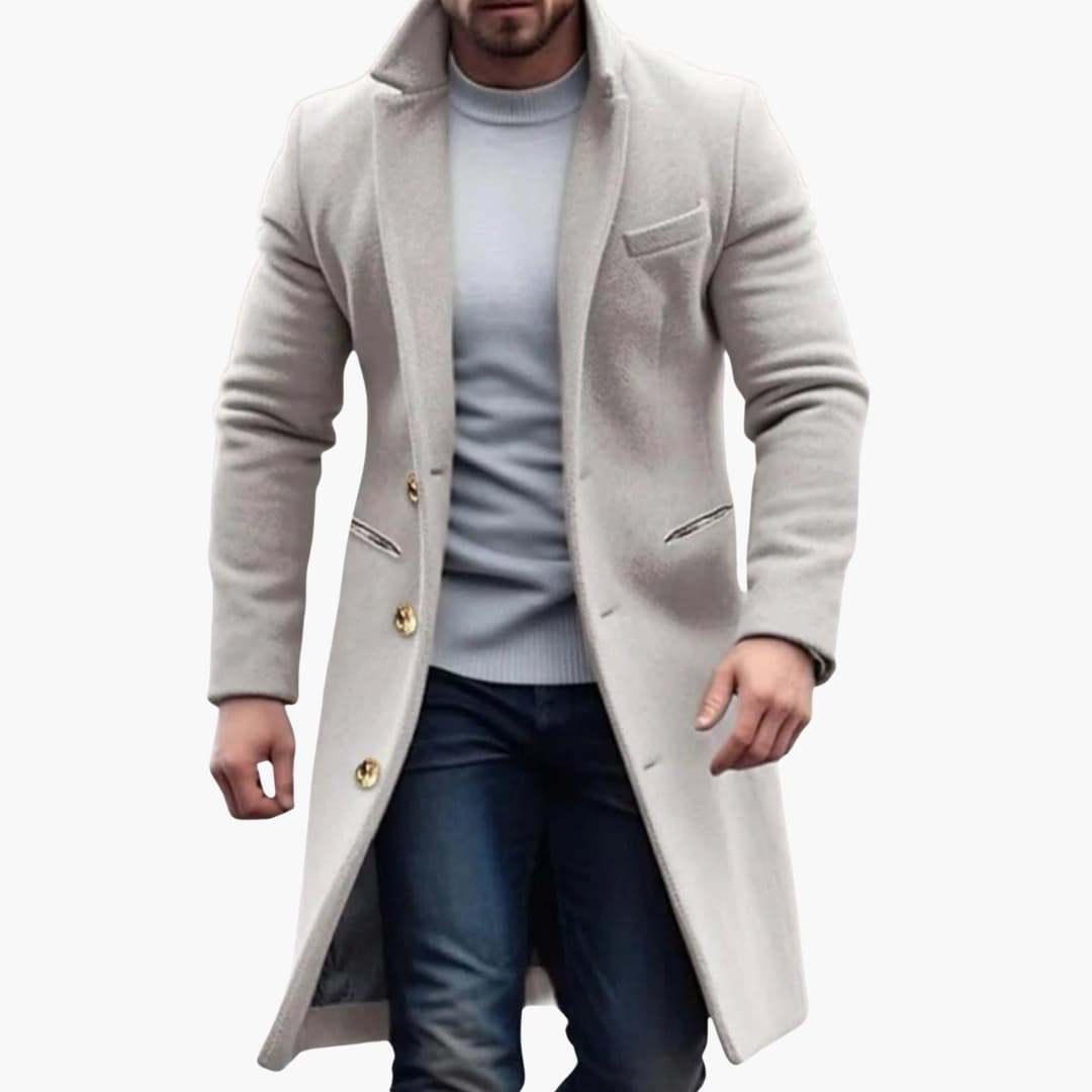 Classic Winter Overcoat for Men with Pockets
