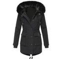 Warm Faux Fur Trim Hooded Parka Coat