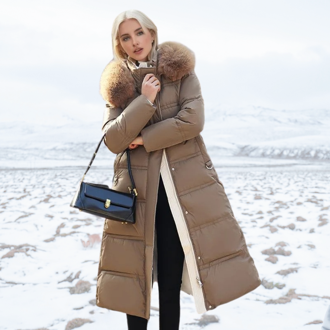 Luxury Warm Parka Coat With Faux Fur Hood