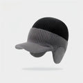 Men's Colorblock Beanie Winter Ear Flap Hat - Thermal Thickened Fleece Lined Skull Cap