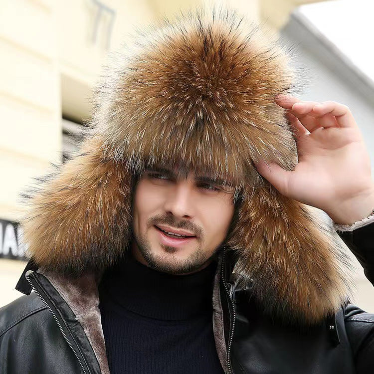 High-Quality Luxury Fox Fur Hat for Men – Warm Ear Protection Winter & Spring Travel Ski Hat