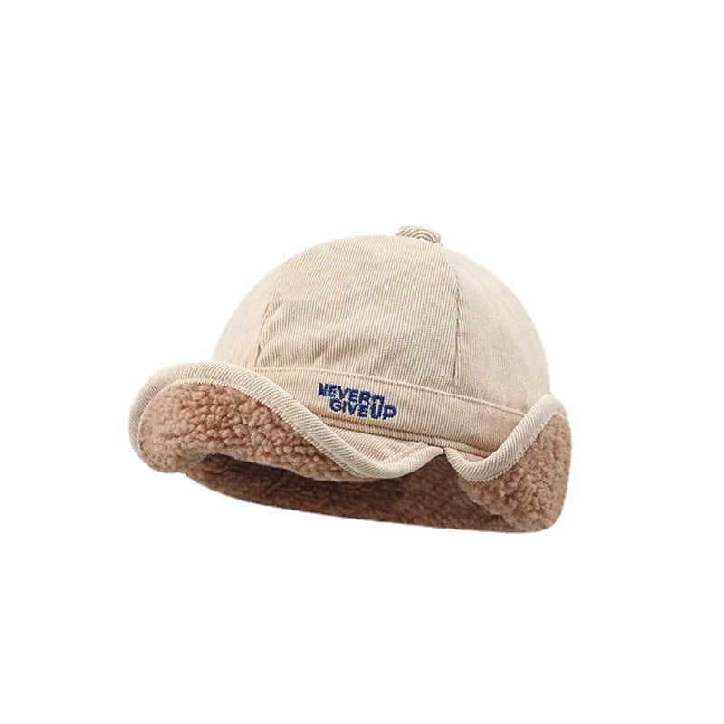 Pandaize Lamb Fleece Ear Flap Cap - Winter Thickened Cycling Aviator Hat with Embroidery