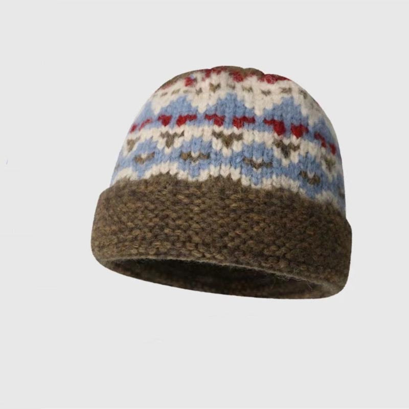 Fisherman Beanie Winter Knitted Cap - Thermal Acrylic Cotton Blend Outdoor Ski Hat for Cycling Hiking