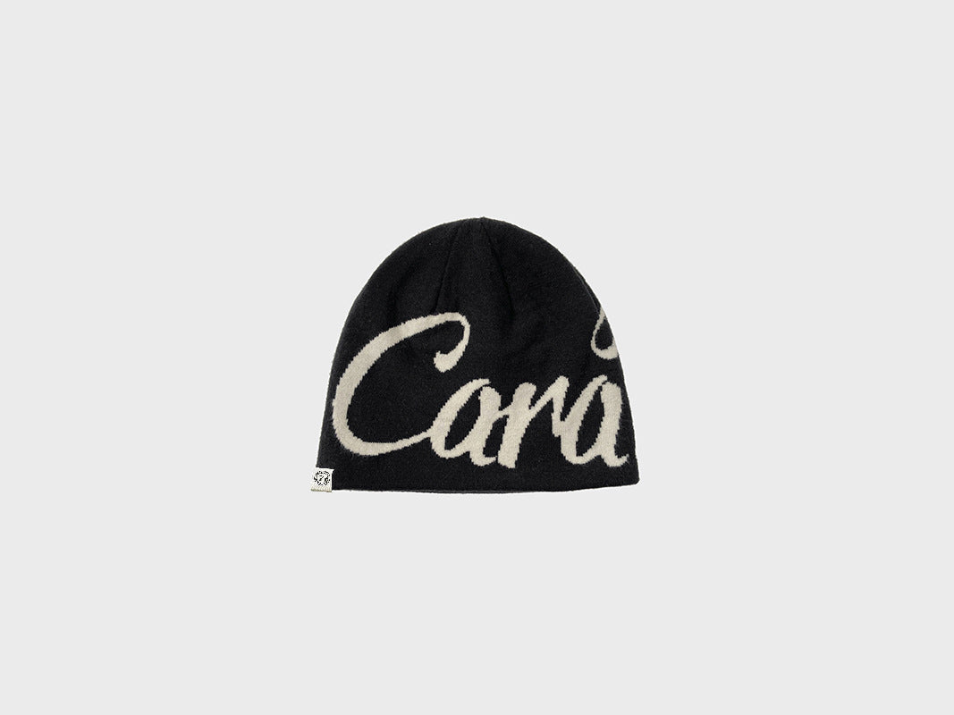 Pandaize Reversible Knit Beanie – Unisex Letter Jacquard Winter Hat, Hip-Hop Skateboard Style, Warm & Soft Cap with Ear Protection