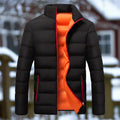 Waterproof Men's Puffer Coat with High Collar Zipper