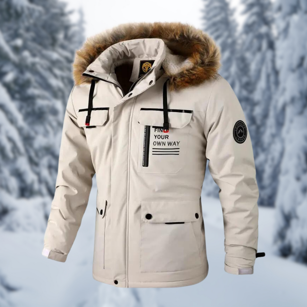 Casual Fit Fur Trim Parka Coat