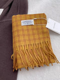Classic Plaid Fringe Wool Scarf