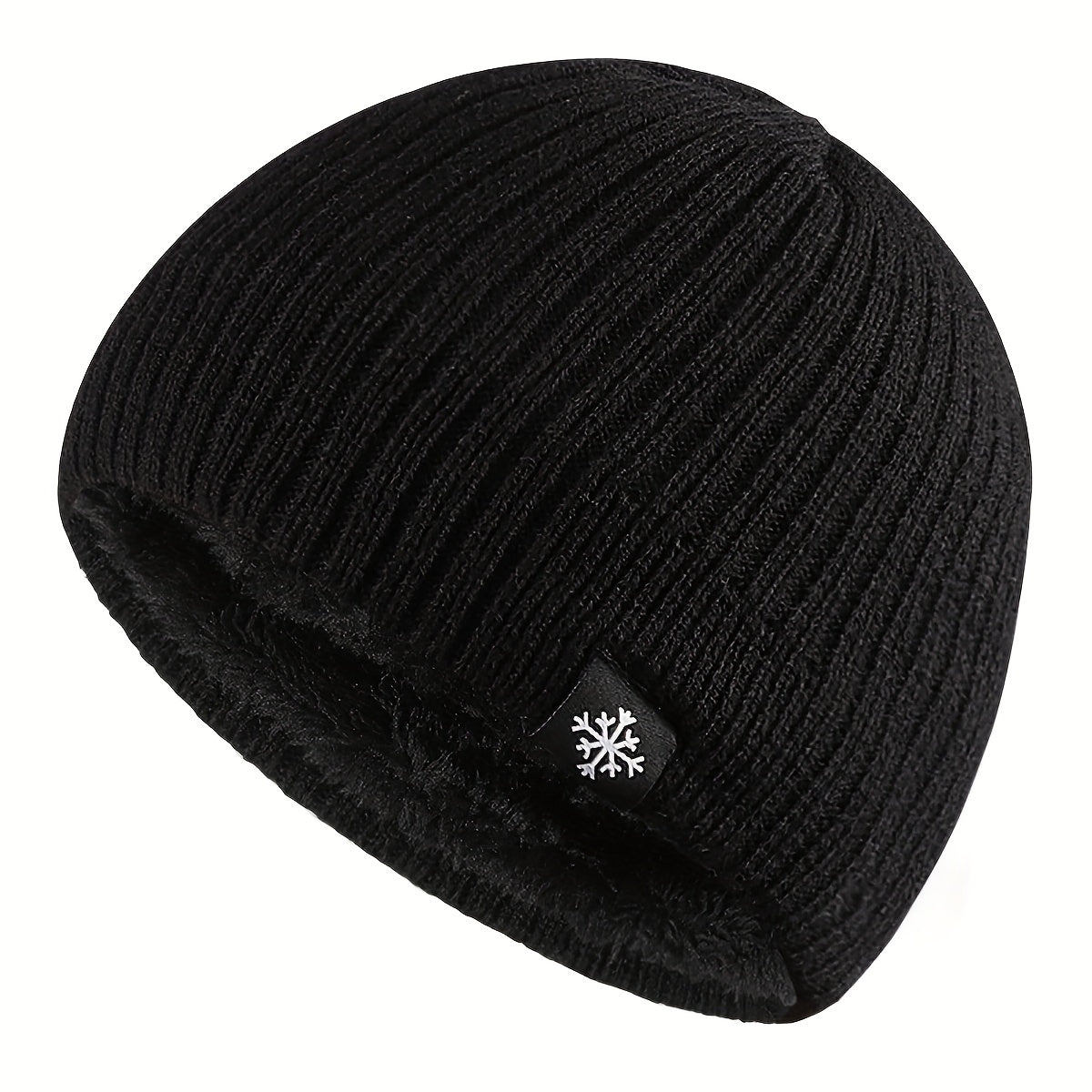 "Pandaize Snowflake Patched Winter Knit Hat: Fleece-lined Windproof Thermal Beanie"