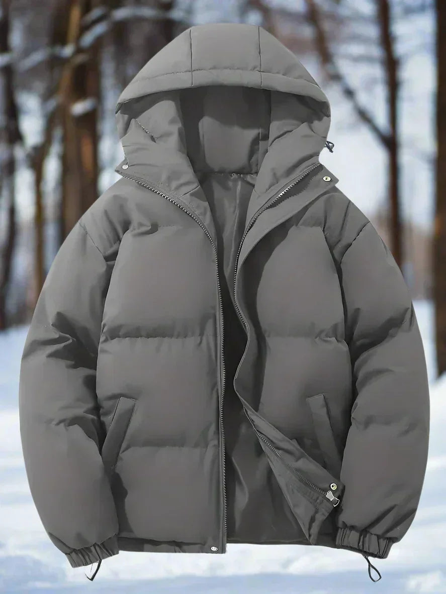 Men's Insulated Puffer Jacket with Hood and Zip