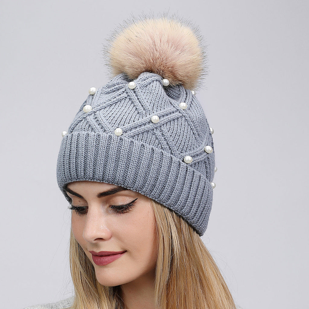 Pearl Knit Beanie: Cozy Korean Style Warmth