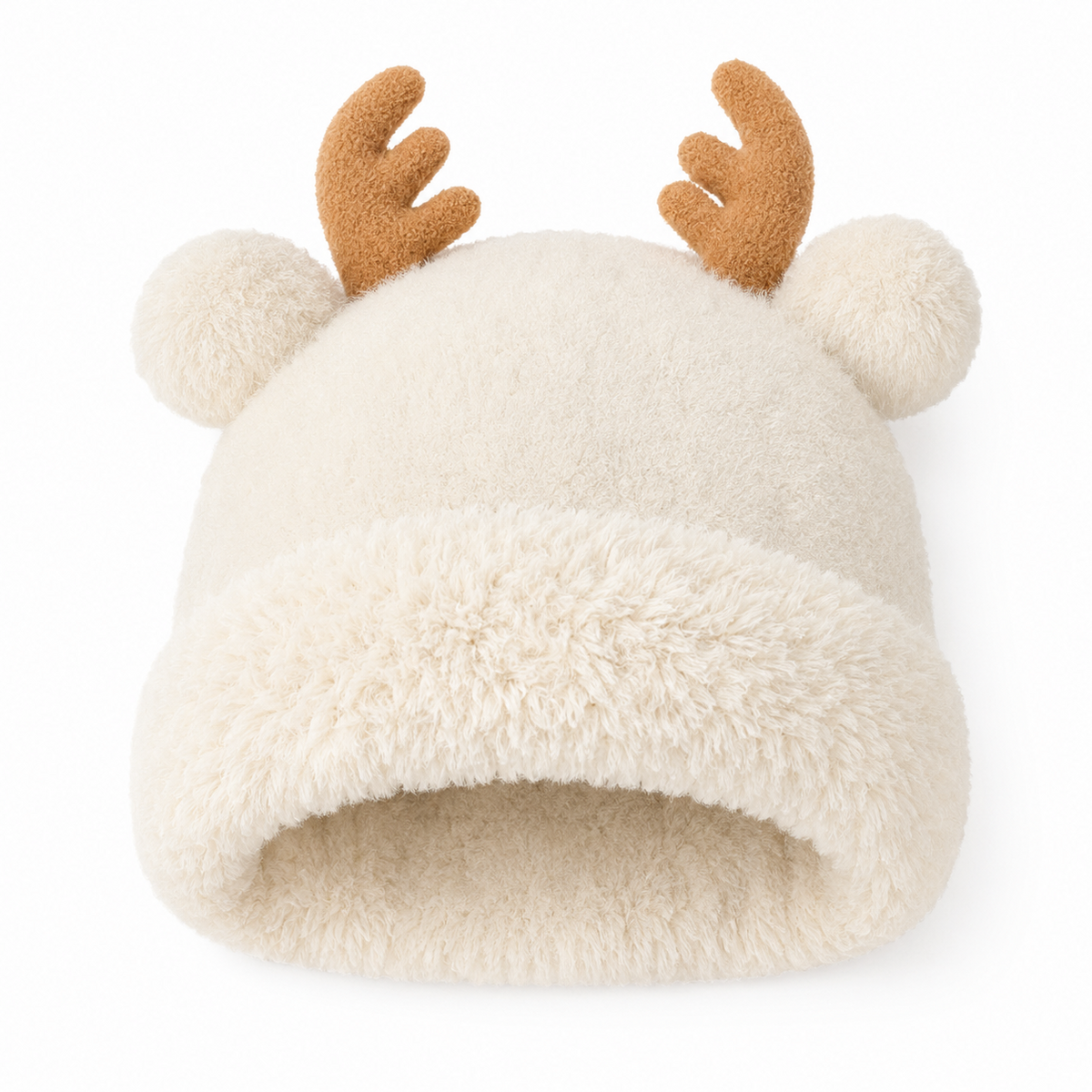 Reindeer Antler Plush Knit Beanie for Women