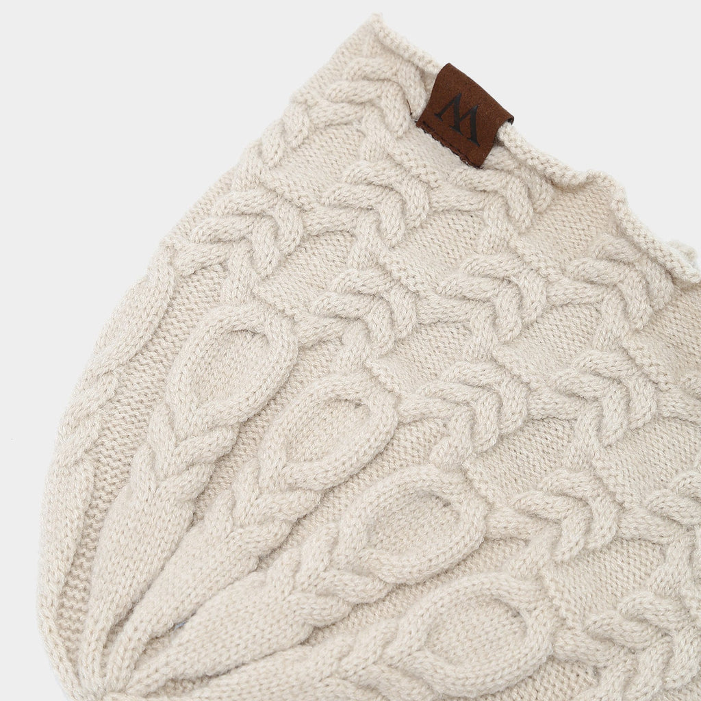 Retro Twist Knit Beanie with Leather Label