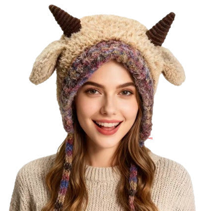 Cute Bear Ear Fleece Lined Knit Hat