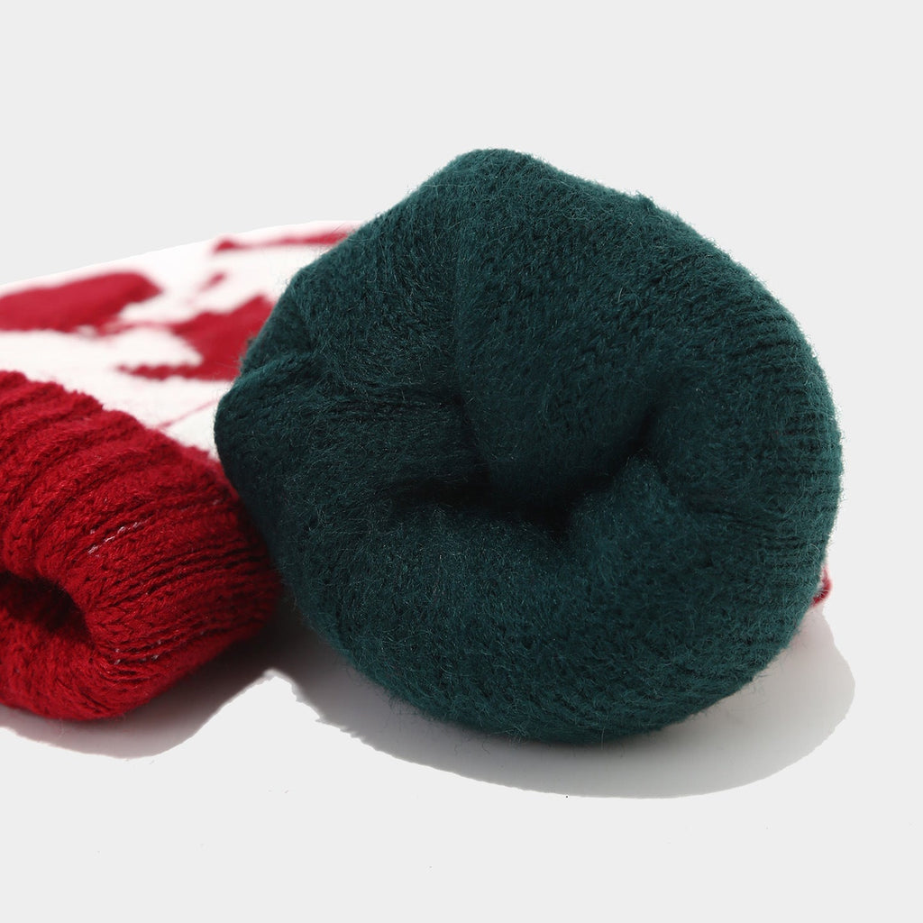 Maple Leaf Knit Hat Scarf & Gloves Set - Warm Winter Style