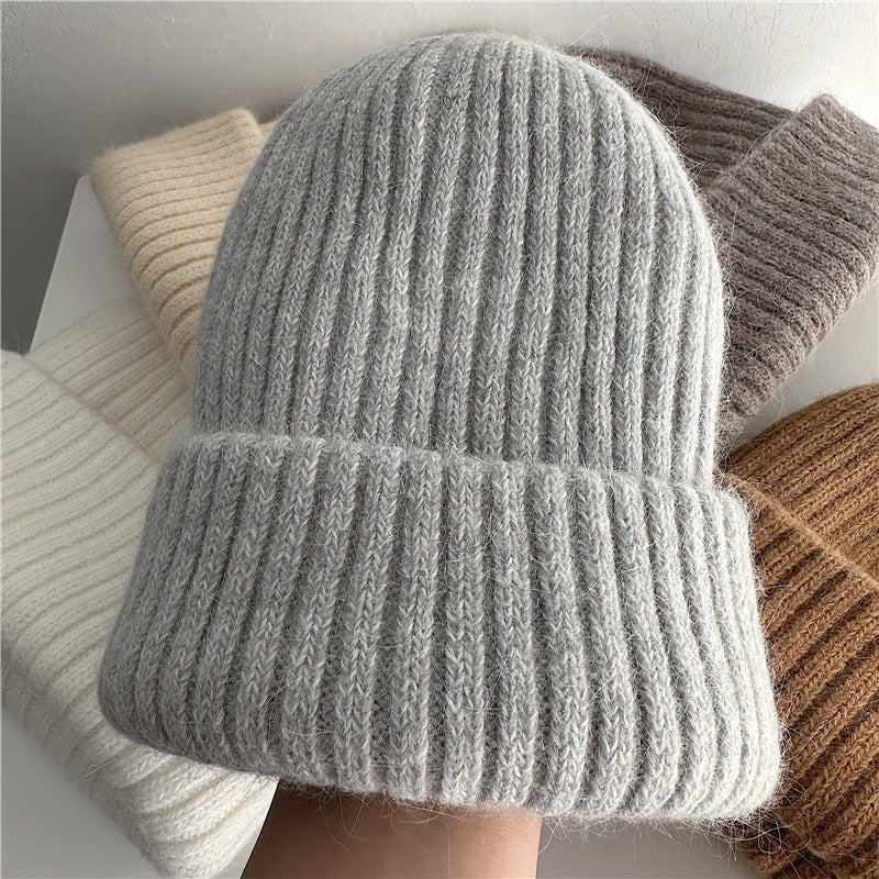Cozy Rabbit Fur Knit Beanie - Warm Winter Hat