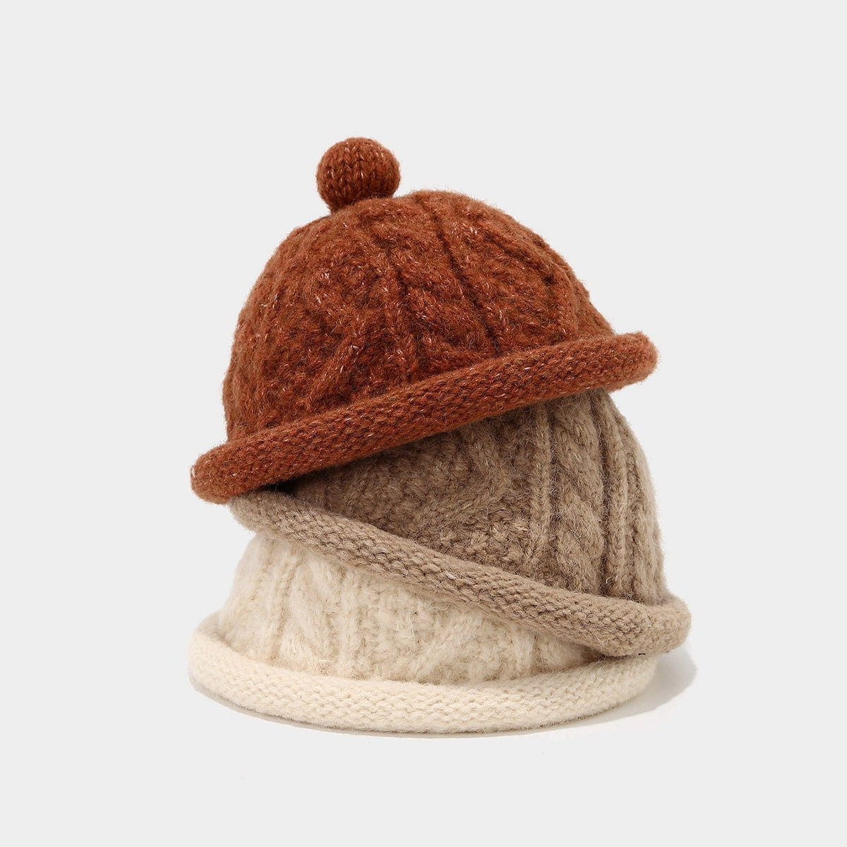 Cozy Cable Knit Beanie with Pom - Japanese Style