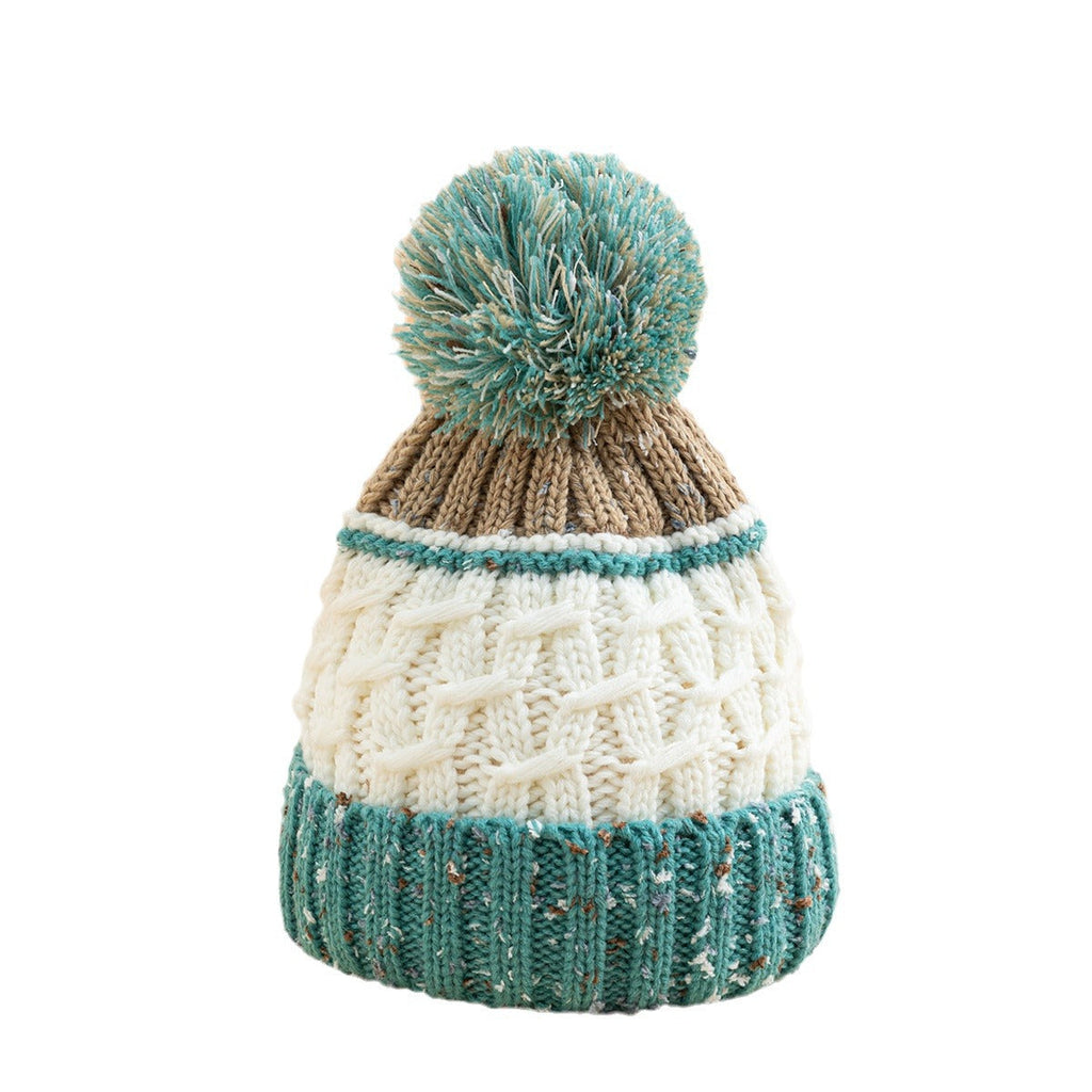Cozy Mixed Color Knit Beanie with Pom